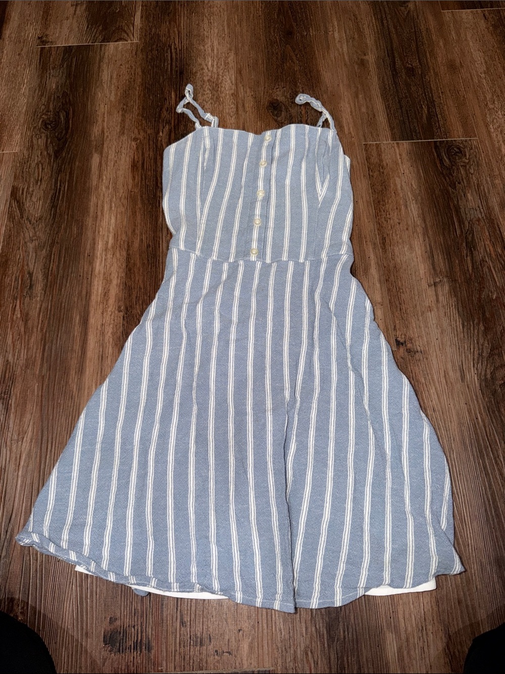 Hollister Blue & White Striped Spaghetti-Strap Dress